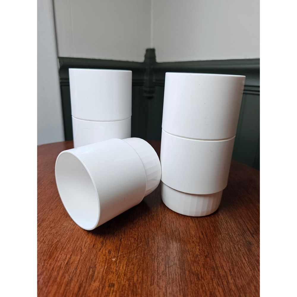 Vintage Tupperware preludio White Stacking nesting Mugs Cups Set of 5 Retro MCM